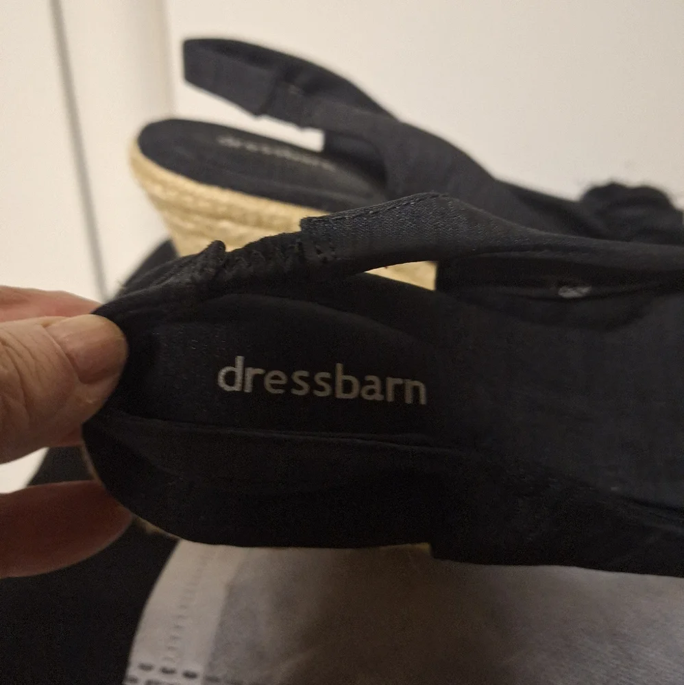 Dressbarn Black Espadrille Slingback Shoes Size 8